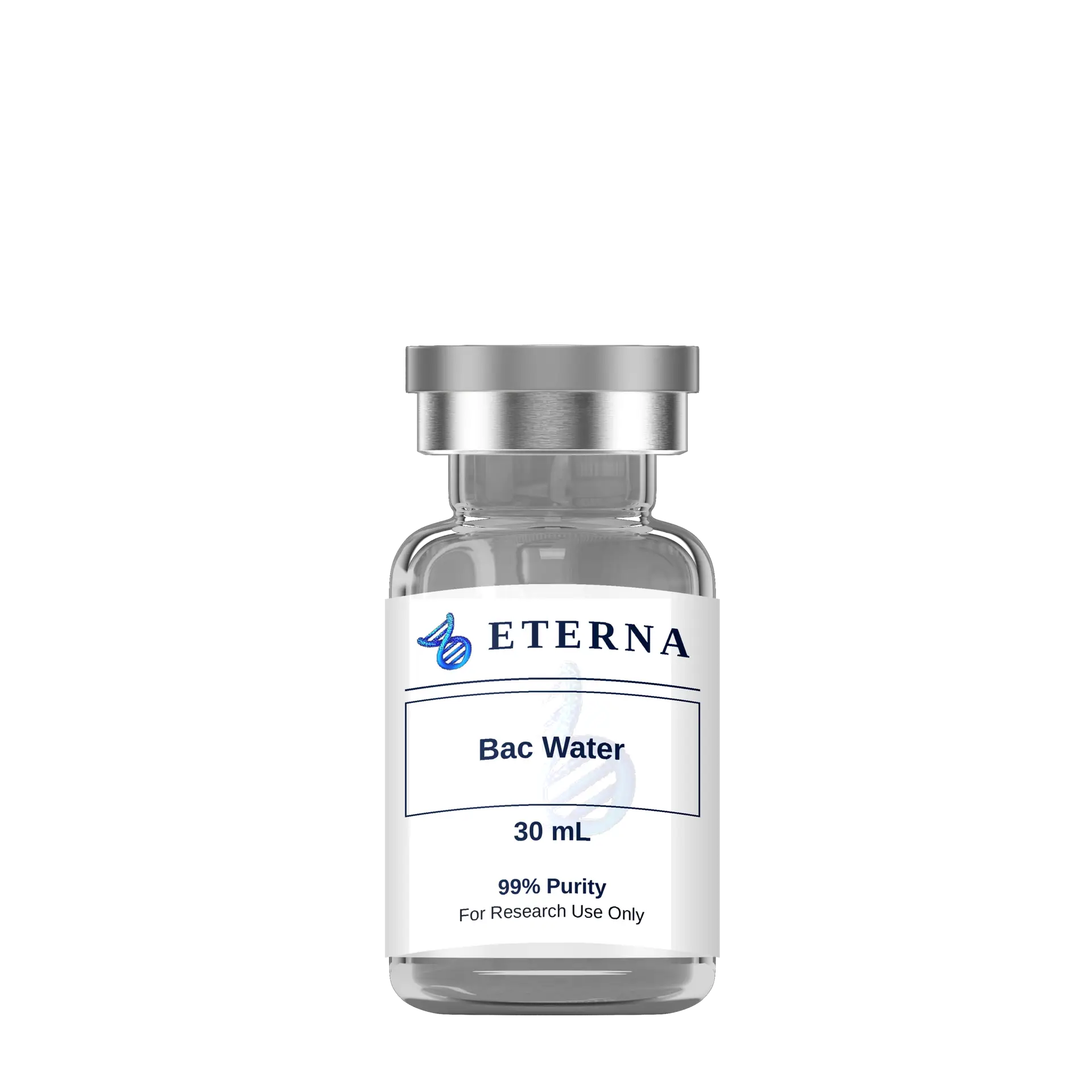 A bottle of Eterna Peptides Bacteriostatic Water for peptide reconstitution.